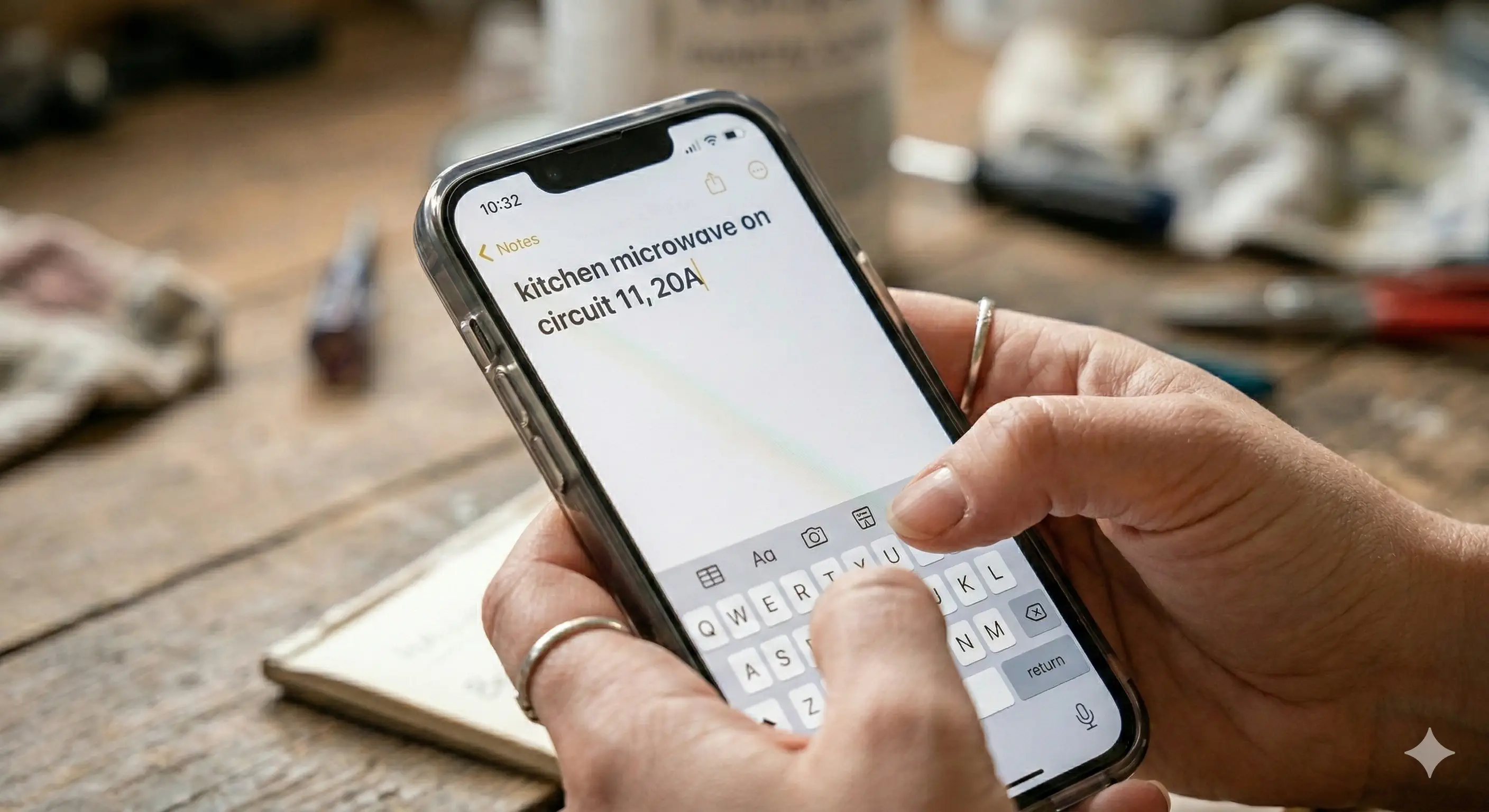Typing a home detail into a phone notes app